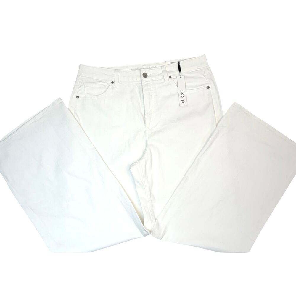 NWT Chico’s High Rise Wide Leg Jeans White Alabaster Size 2.5R US 14R